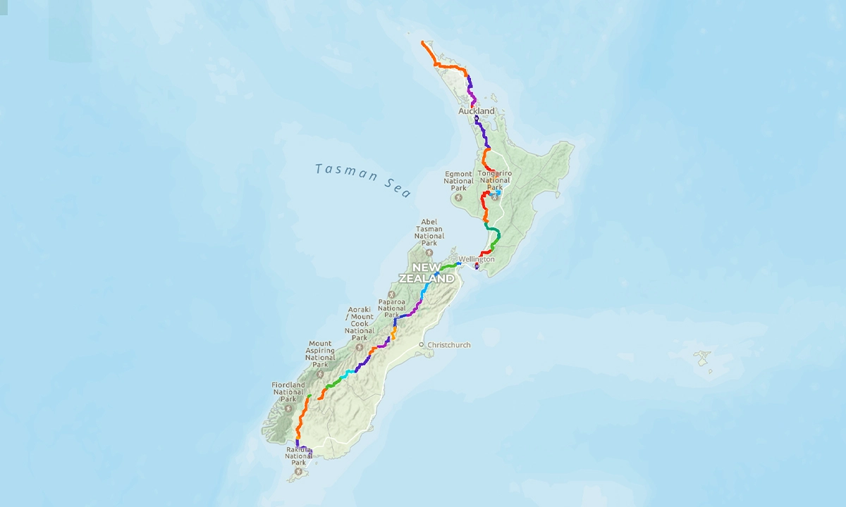 carte Te Araroa trail