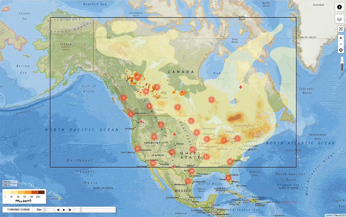 Carte des incendies au Canada, 11 juin 2025.