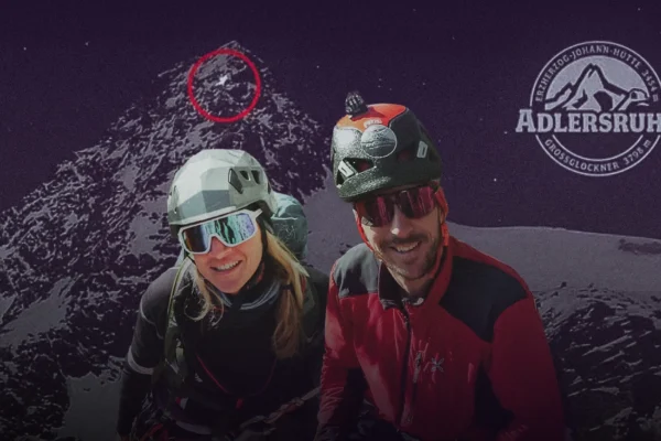 Les frontales des deux alpinistes sur le Grossglockner, le 18 janvier 2025. Kerstin Krabath et Thomas Plamberger.