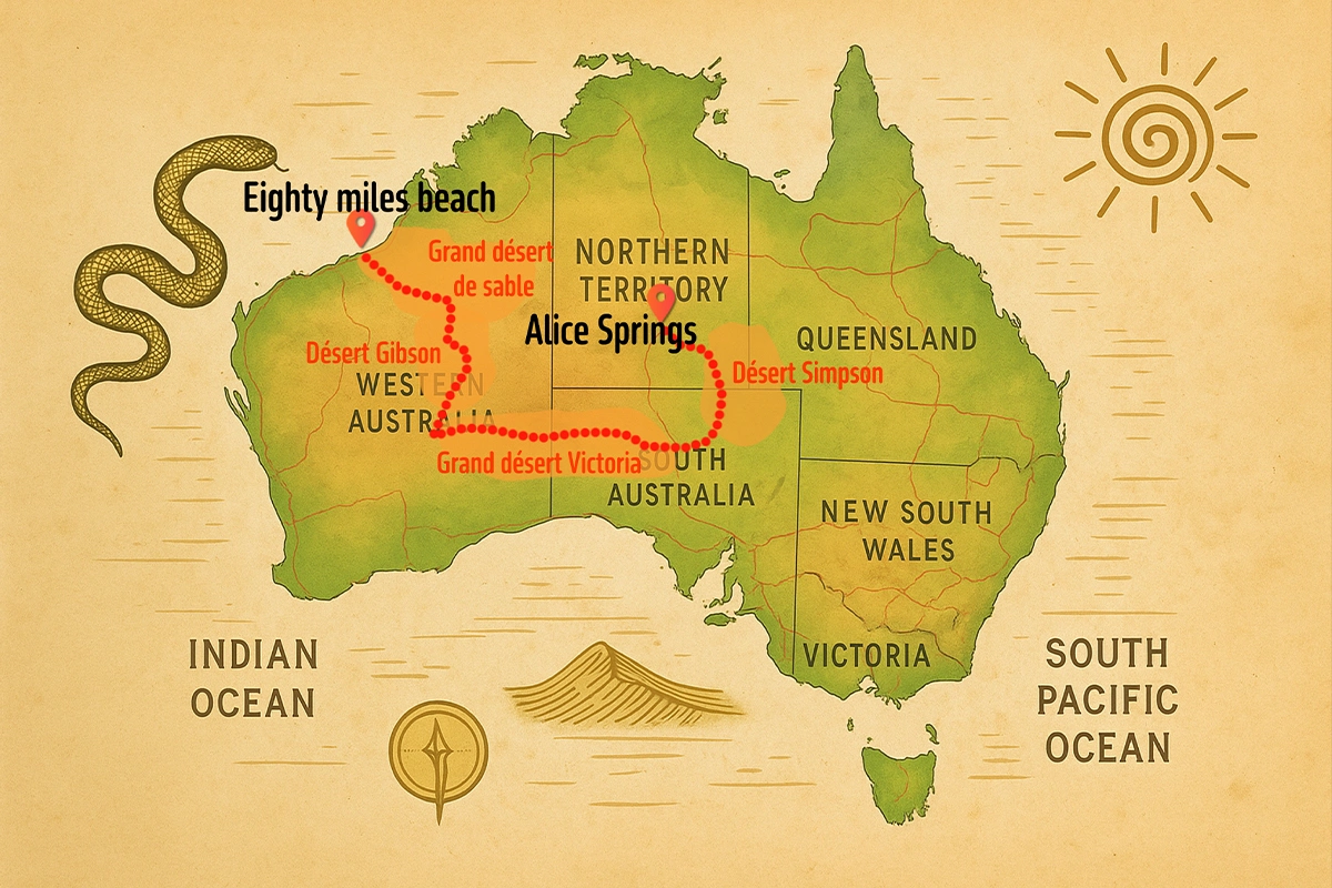 Carte Australie Romain Vandycke marche désert solitaire