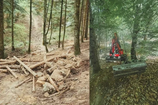 Veyrier Annecy sentier VTT détruit au bulldozer